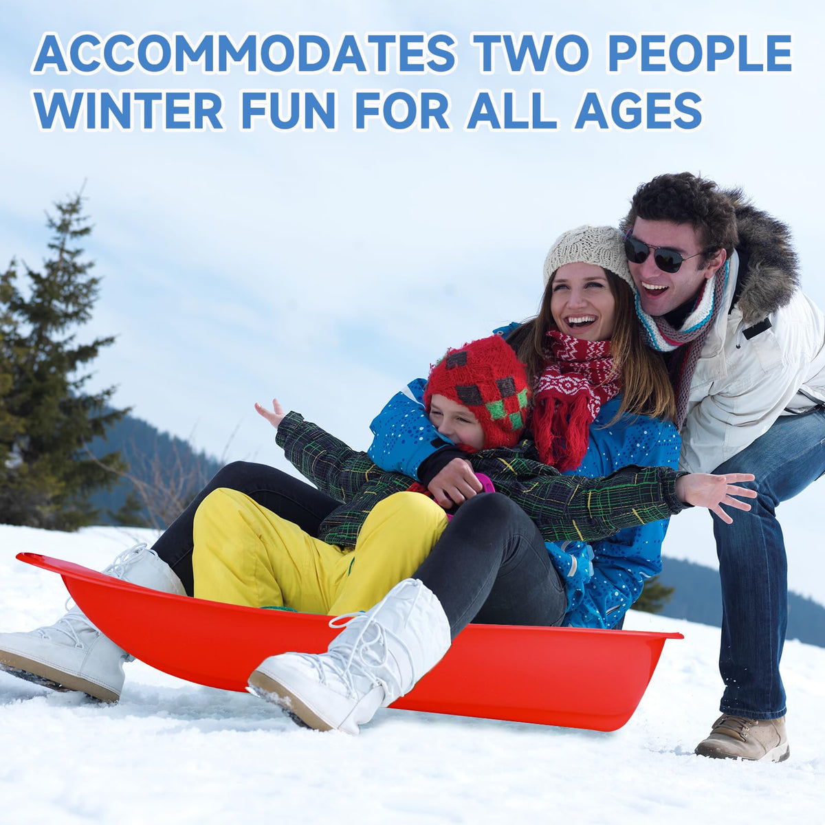 35 inch Plastic Snow Sled with Leash A674