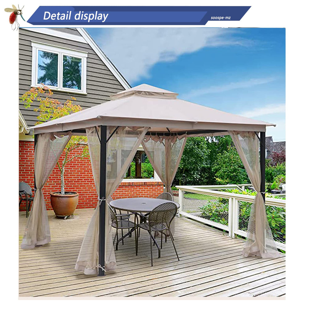 10x12 Gazebo Replacement Mosquito Netting 4-Panel Sidewall Screen with Zipper Black Y782