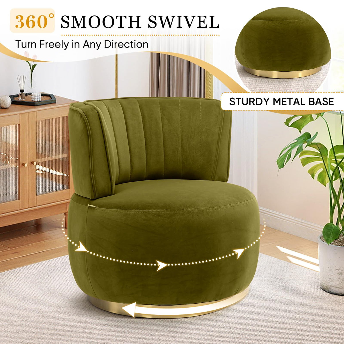 Velvet Swivel Barrel Chairs Set of 2 X91166