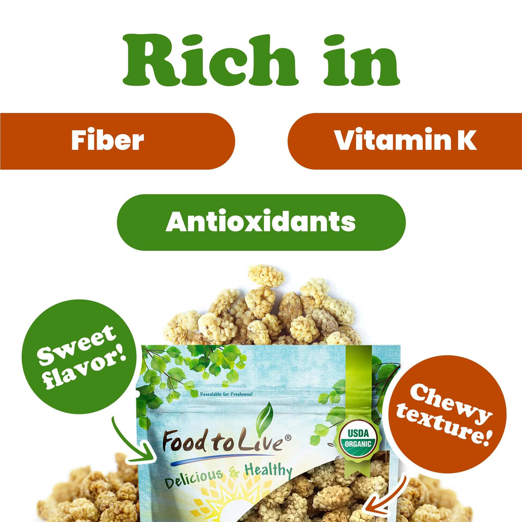 Organic Dried White Mulberries 8 Ounces S69774