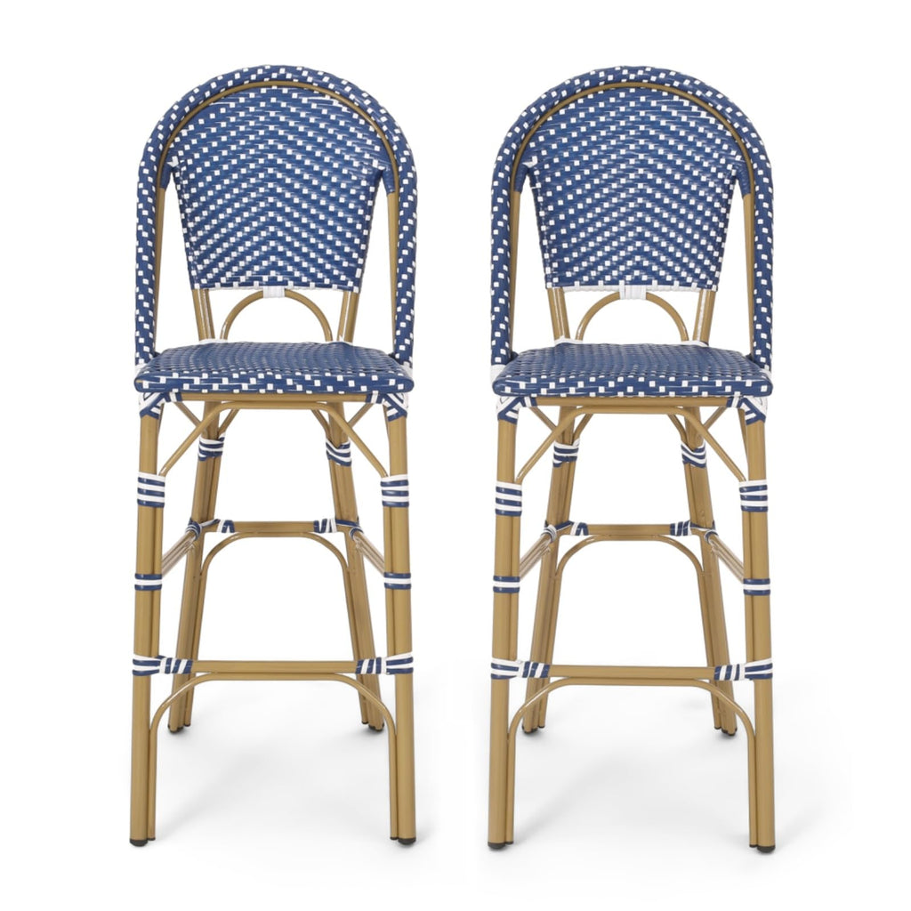 Set of 2 PE Rattan Weave Bar Stools W441