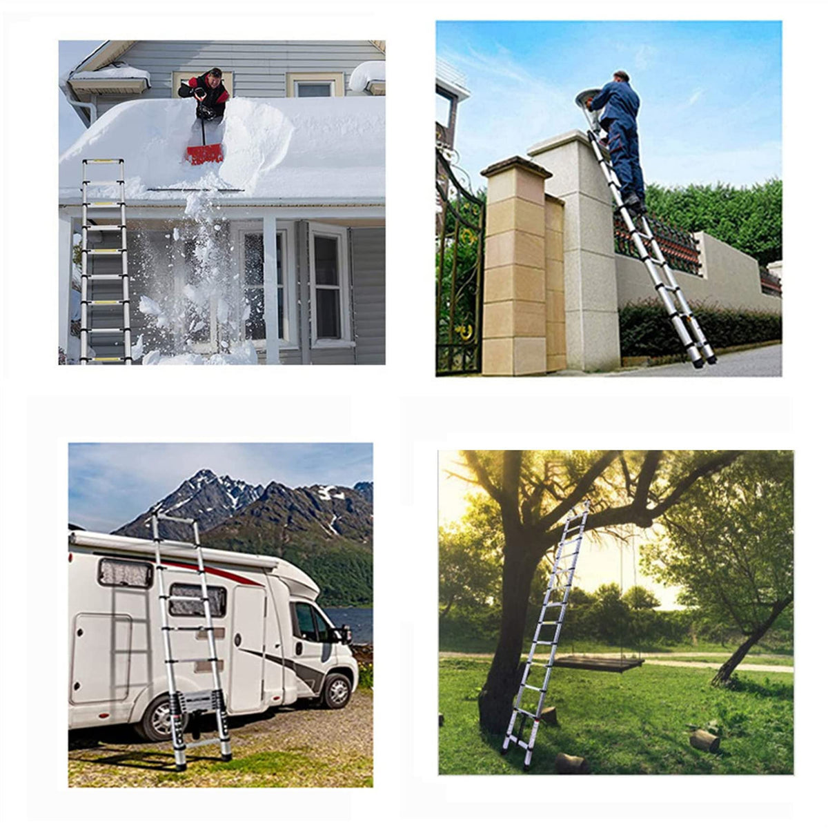 14.5 FT Aluminum Telescoping Ladder 330LB Capacity V258