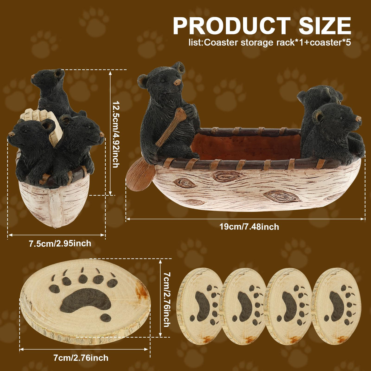 Black Bear Coasters Set of 5 V56020
