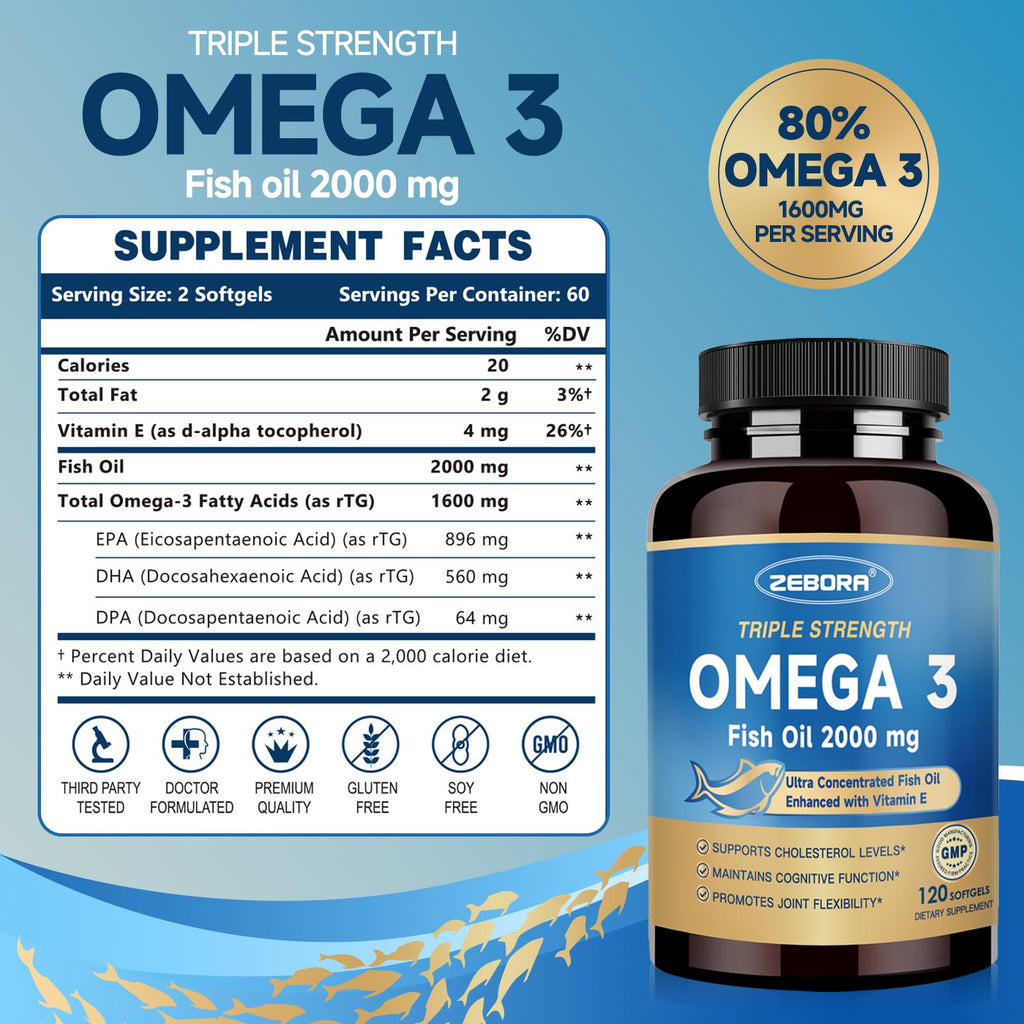 Omega-3 Fish Oil 2000mg 120 Softgels E429