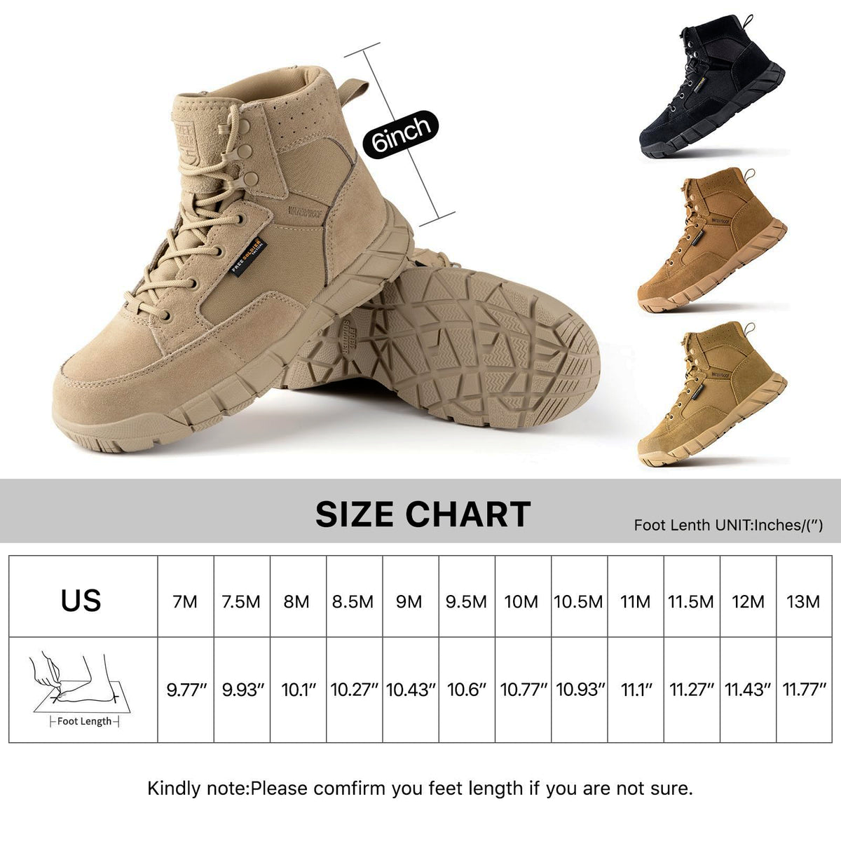Men's 6 Inches Lightweight Waterproof Suede Leather Work Boots R60947