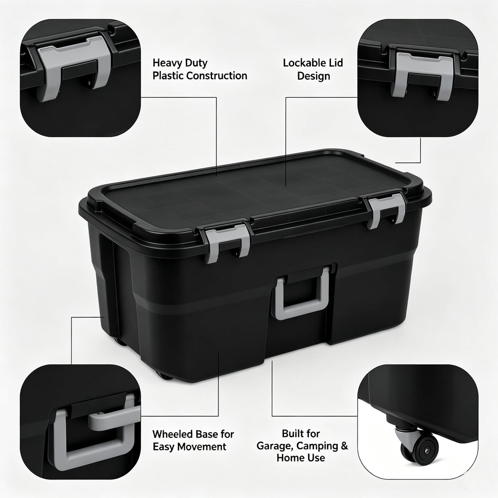 22 Gallon Wheeled Plastic Footlocker F77410