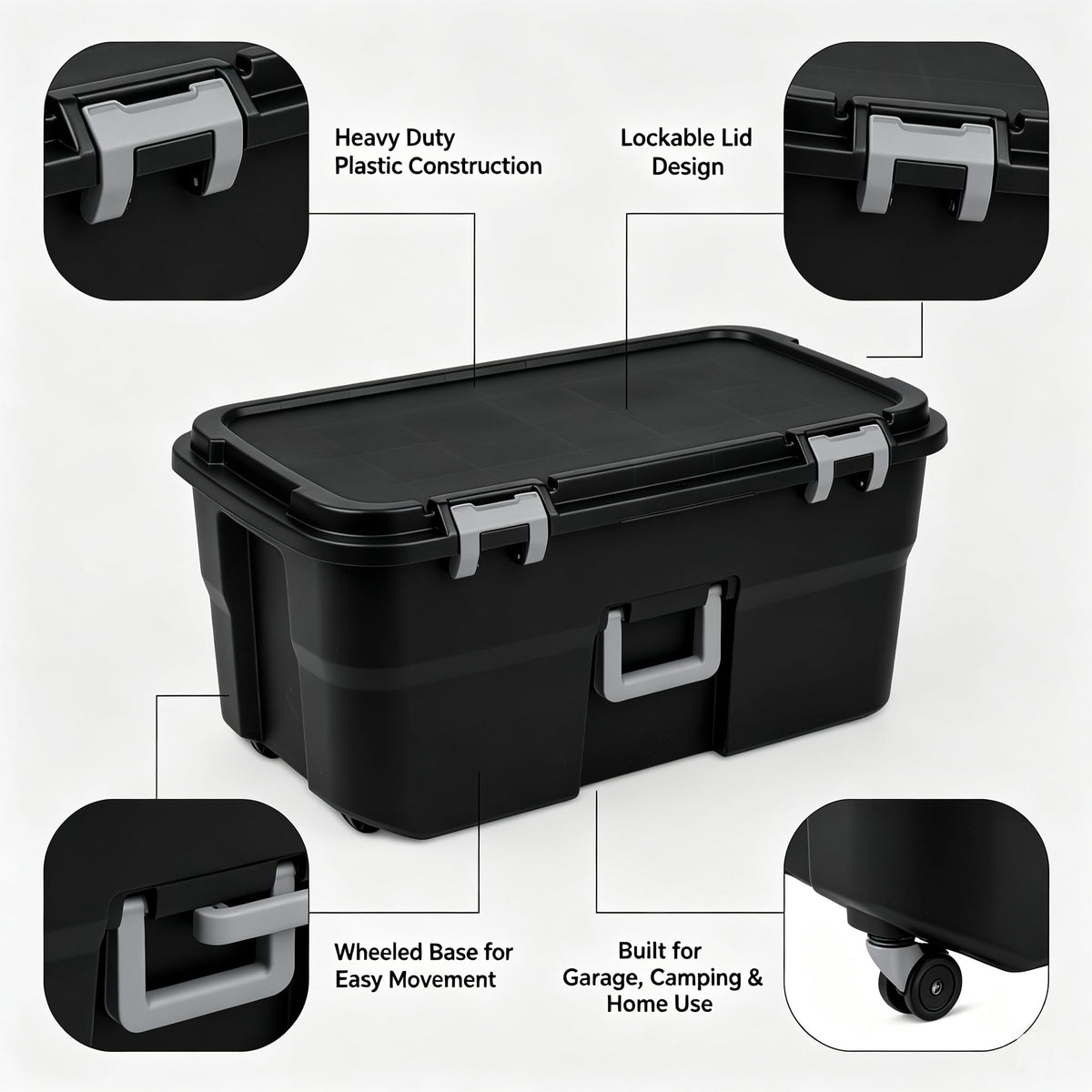 22 Gallon Wheeled Plastic Footlocker F77410