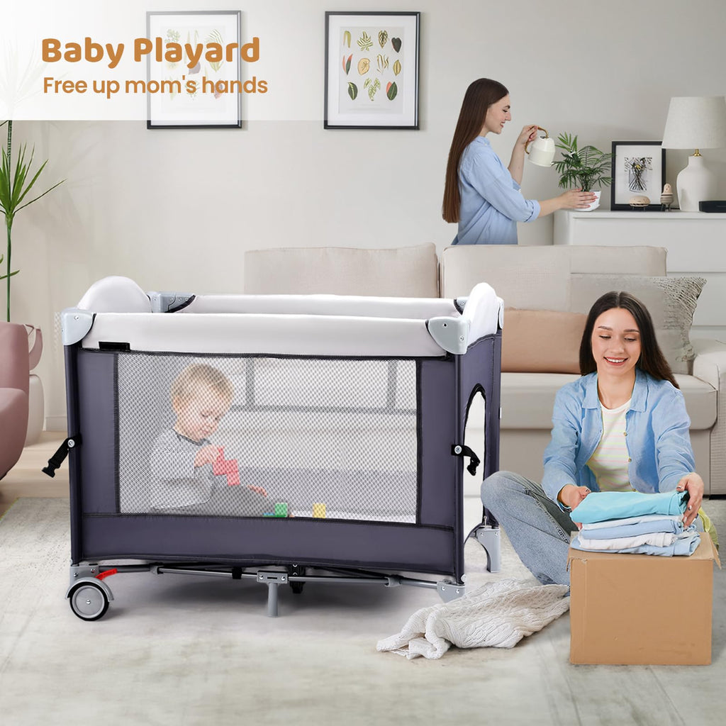 5-in-1 Portable Baby Bassinet with Changing Table and Carry Bag F244705