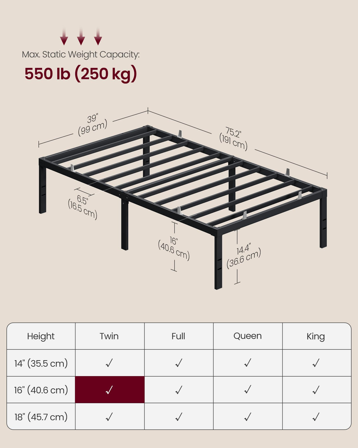 Twin Metal Bed Frame C197