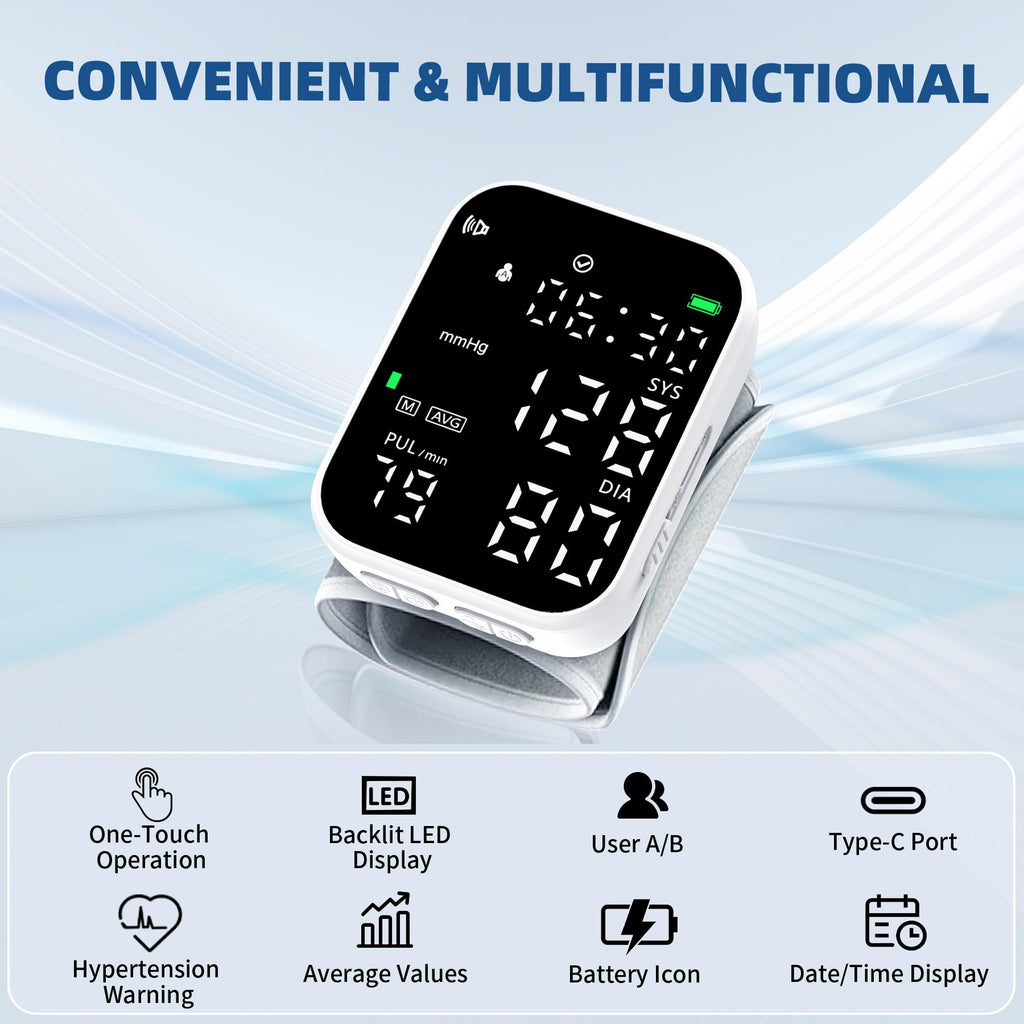 Black Digital Rechargeable Wrist Blood Pressure Monitor S734361