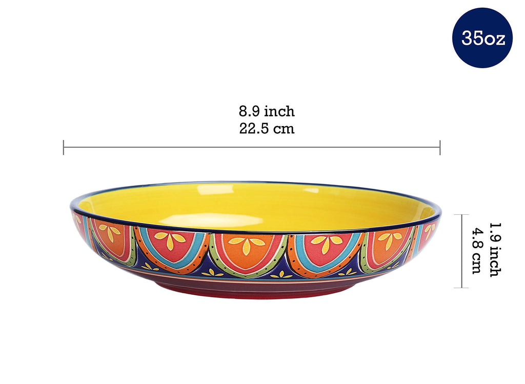 Ceramic Pasta Bowl Set of 9, Microwave & Dishwasher Safe F682