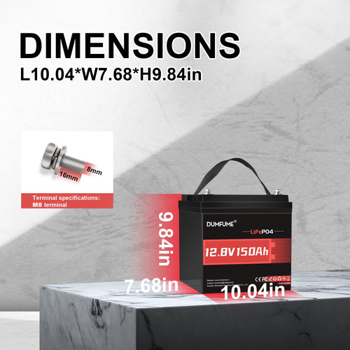 12V 150Ah LiFePO4 Battery W2496