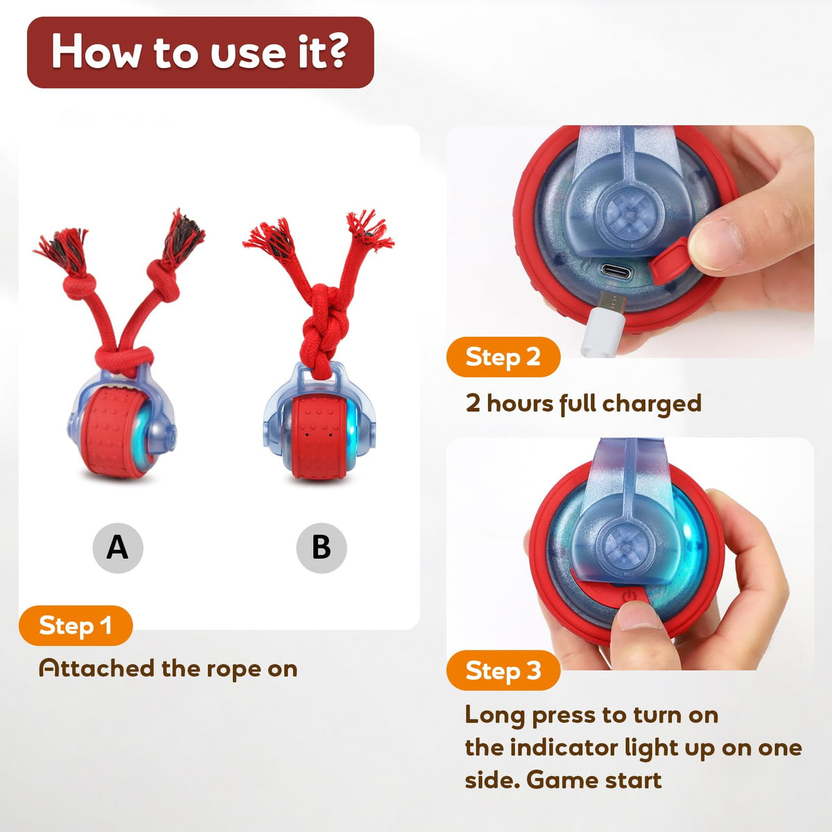 Interactive Rolling Dog Toys with Rope K138