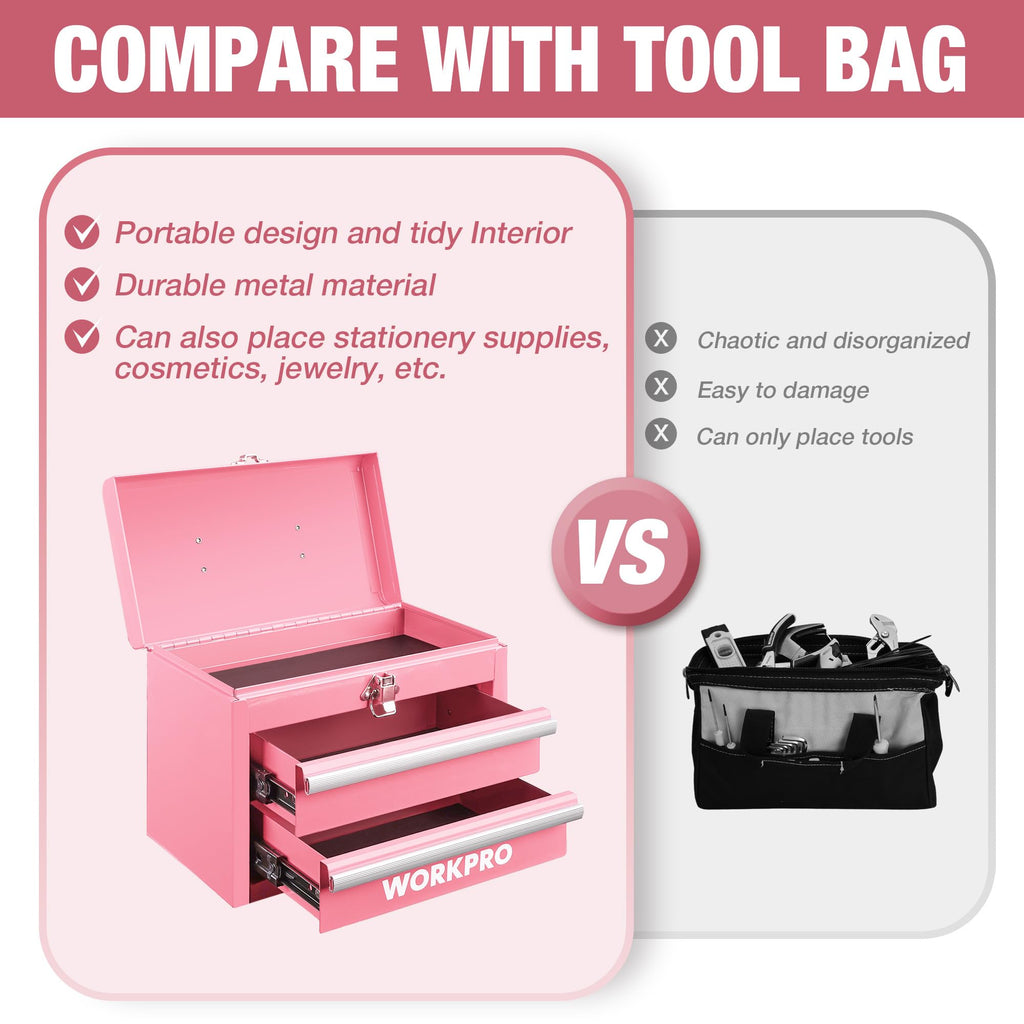 Portable Mini Metal Tool Box with 2 Drawers V796997