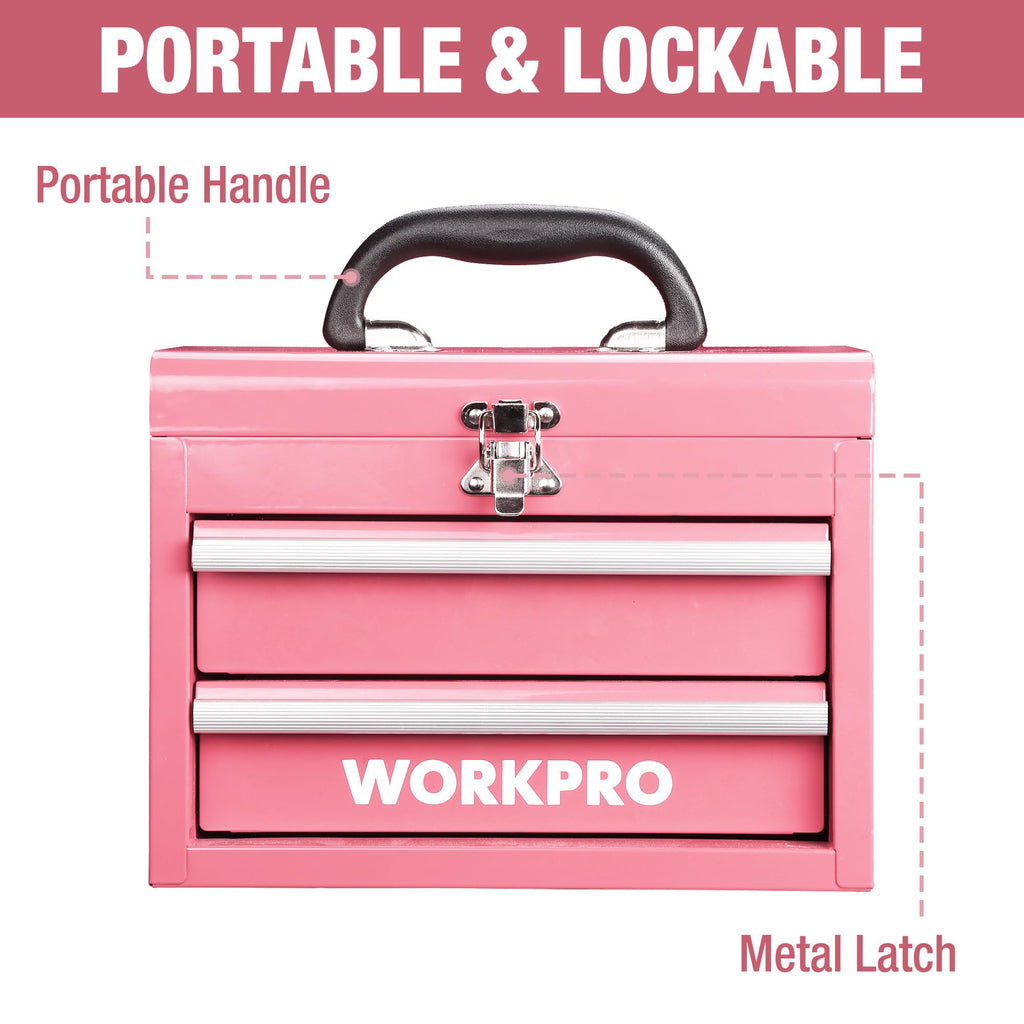 Portable Mini Metal Tool Box with 2 Drawers V796997