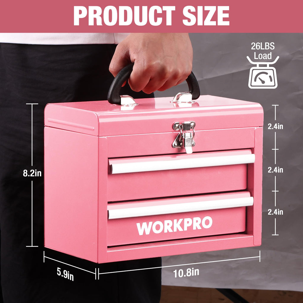 Portable Mini Metal Tool Box with 2 Drawers V796997