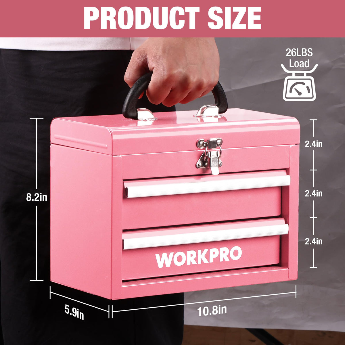 Portable Mini Metal Tool Box with 2 Drawers V796997