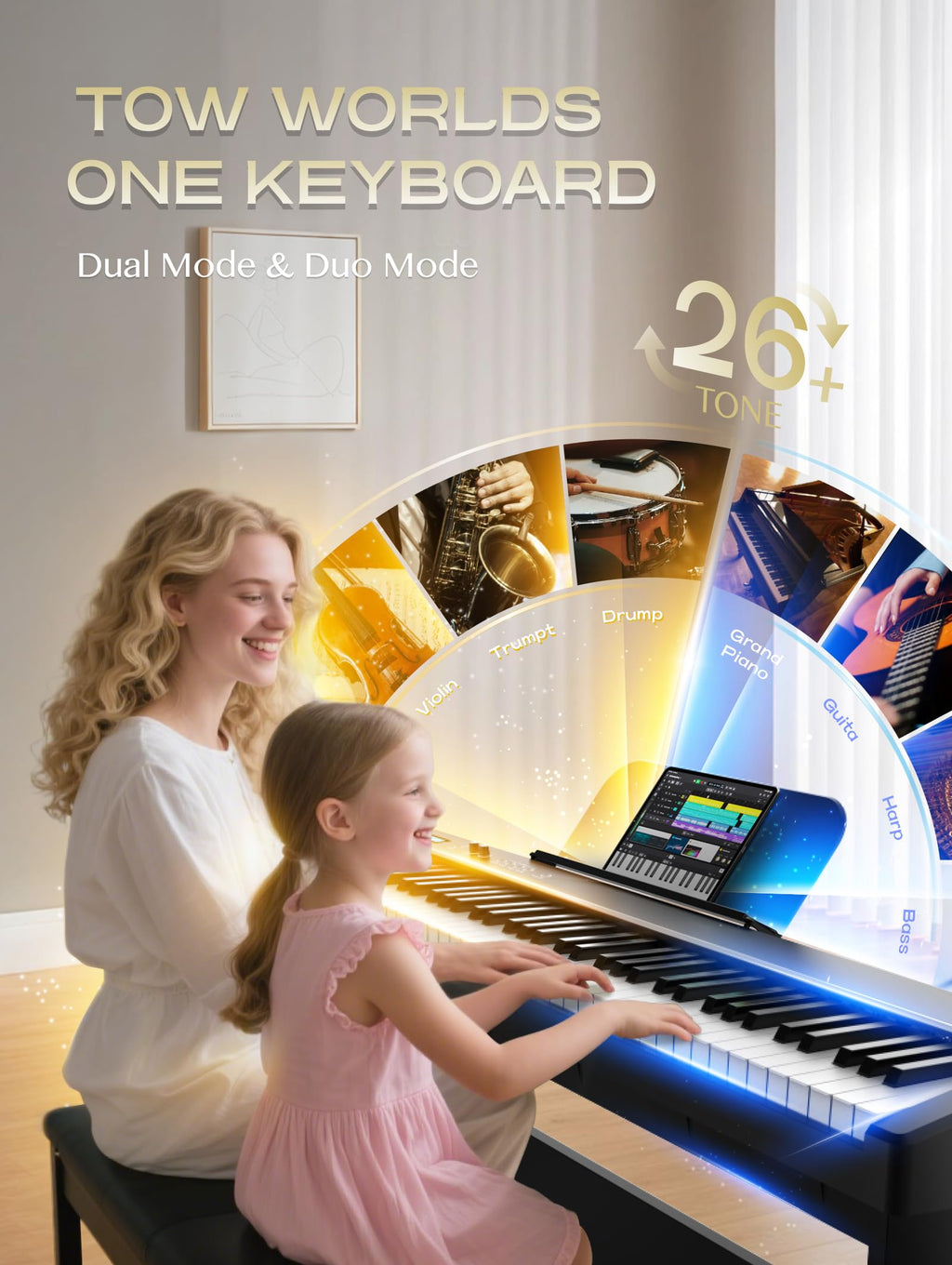 88-Key Weighted Action Digital Piano with Wooden Stand K884394