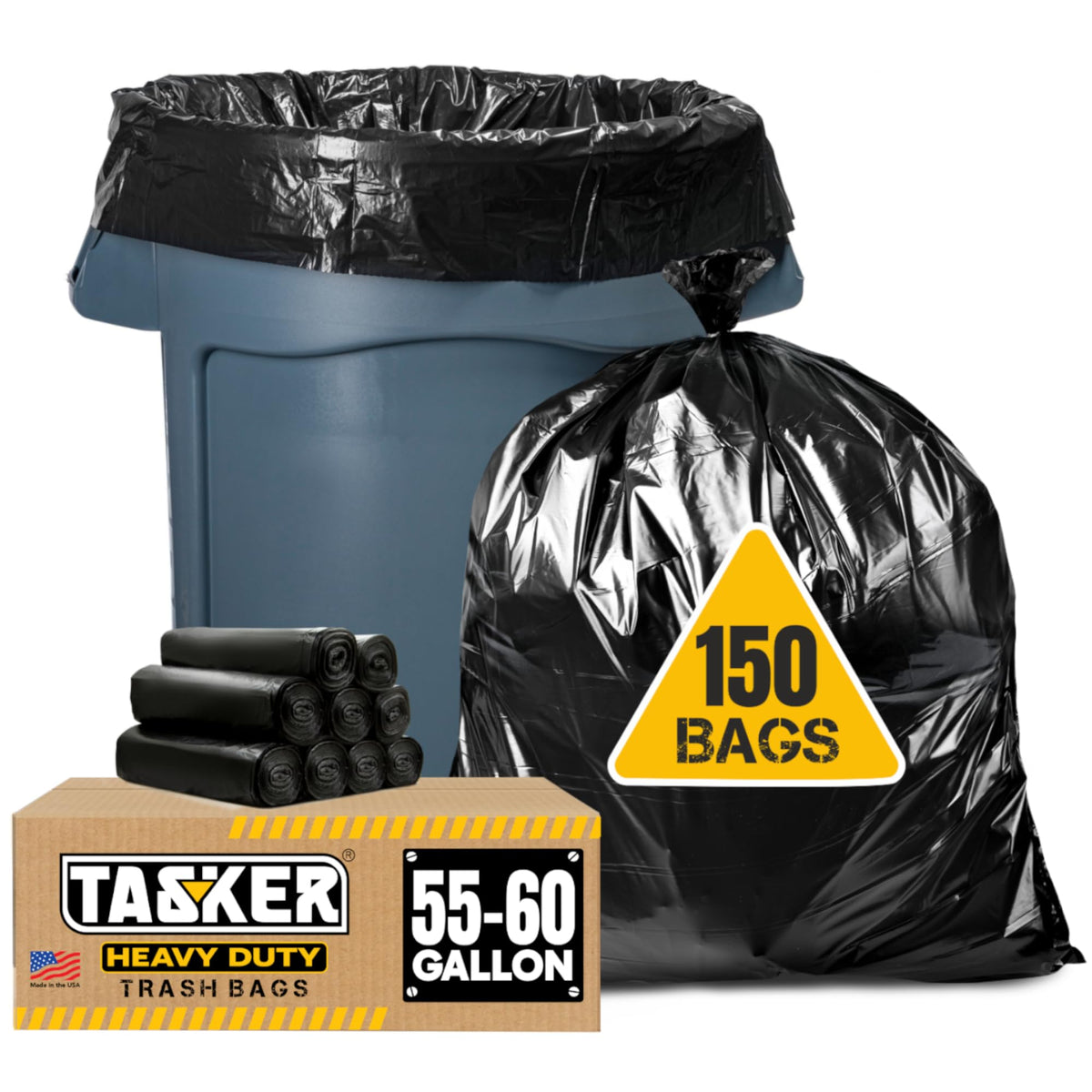 55-60 Gallon Heavy Duty Black Trash Bags 150 Bags L278160