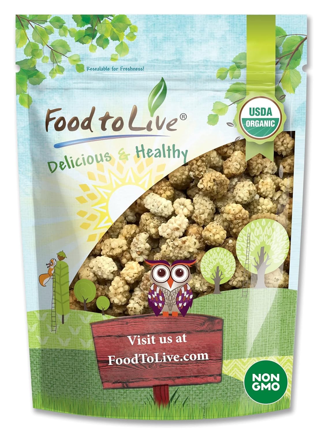 Organic Dried White Mulberries 8 Ounces S69774