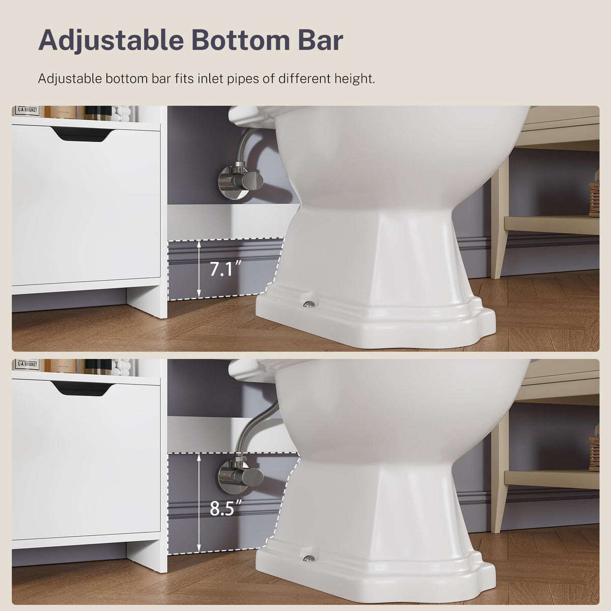 White Over the Toilet Storage Cabinet with 2 Removable Drawers V793277