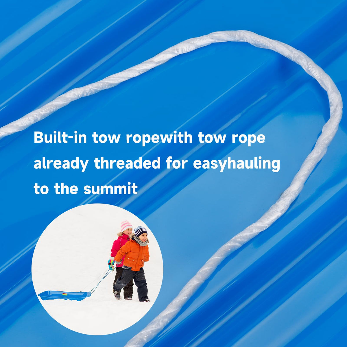 35 inch Plastic Snow Sled with Leash A674