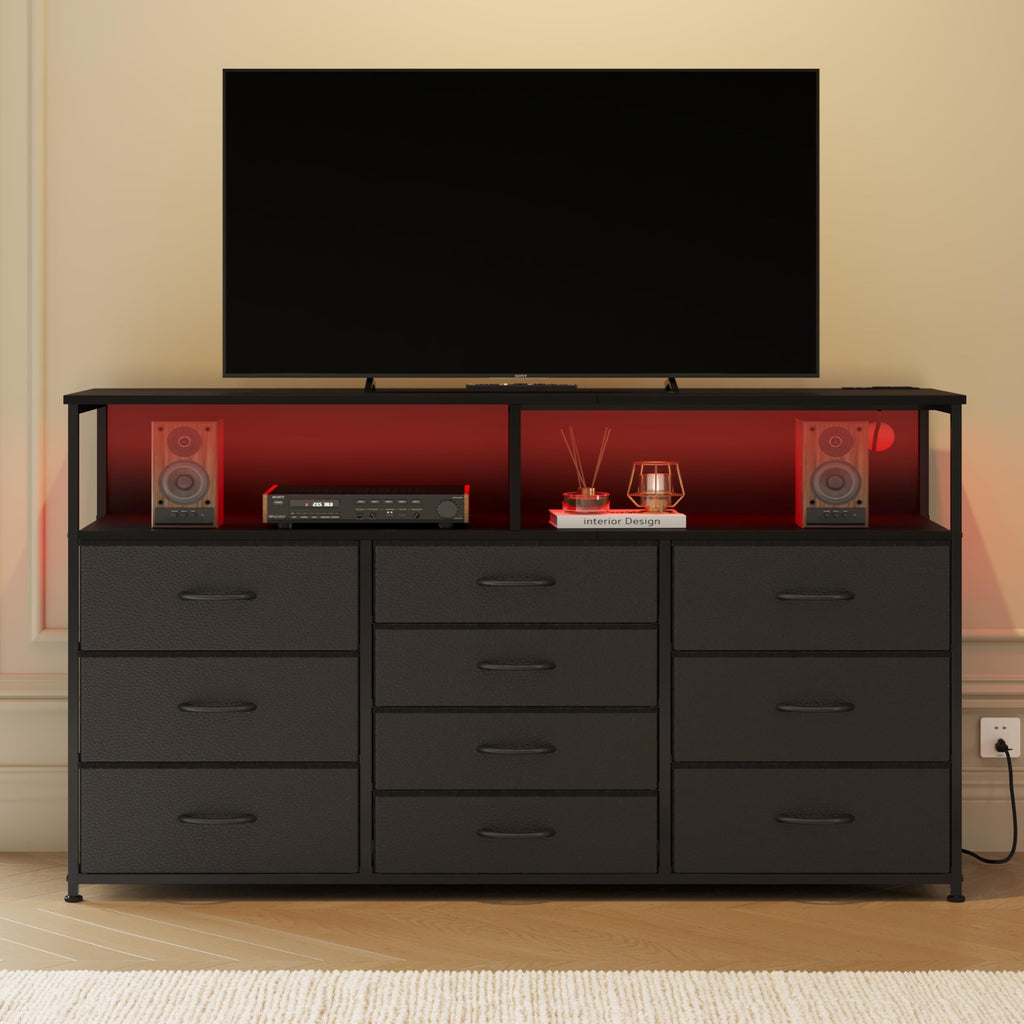 55" W 10 Drawers Dresser with LED J640215