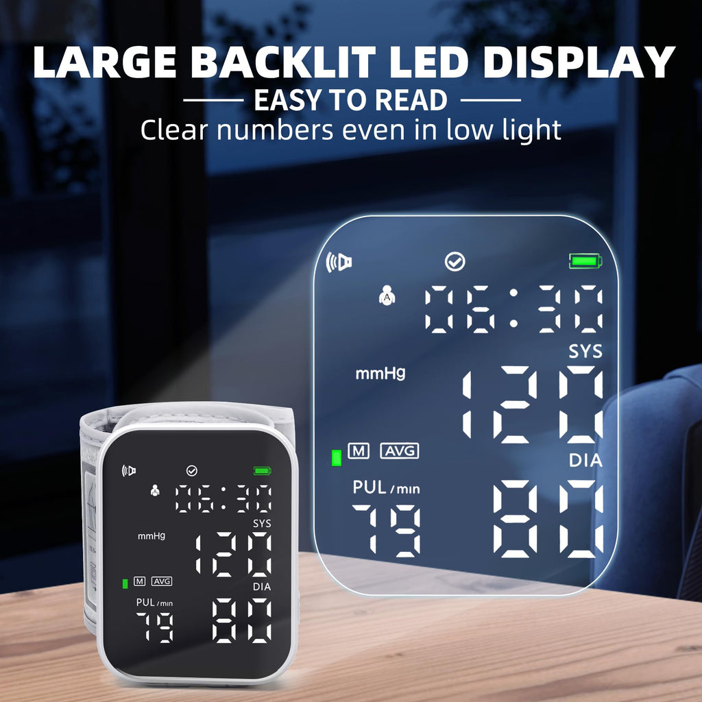 Black Digital Rechargeable Wrist Blood Pressure Monitor S734361