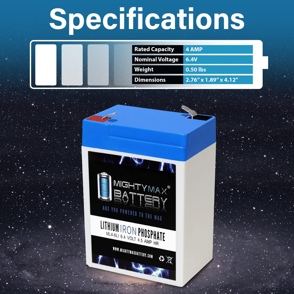 6 Volt 4.5 AH LiFePO4 Rechargeable Battery U4263