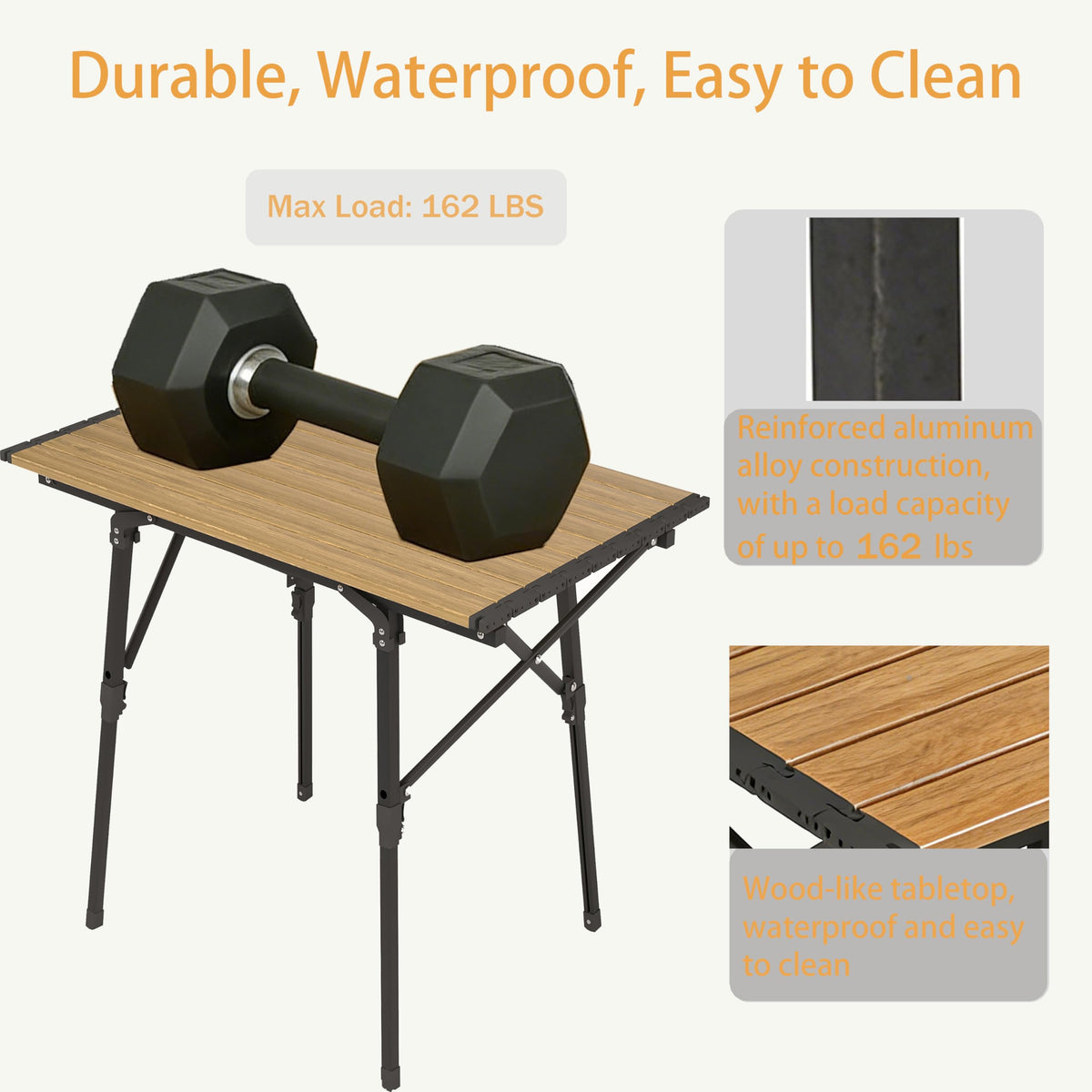 Lightweight Aluminum Alloy Folding Camping Table with Carry Bag I701