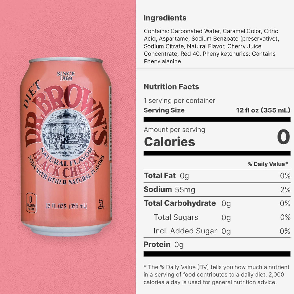 Black Cherry Diet Soda 12 Fl Oz (Pack of 4) I562424
