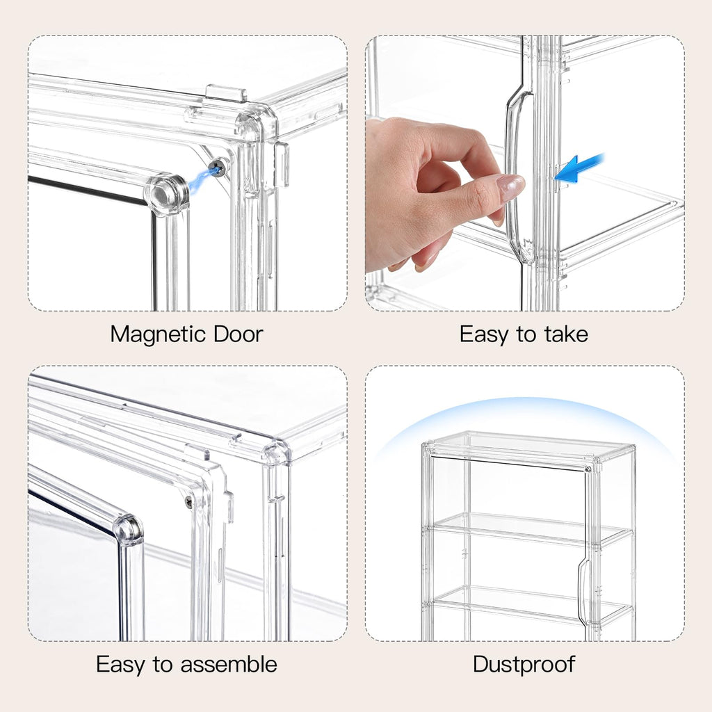 3 Tier Clear Acrylic Display Case with Magnetic Door C950