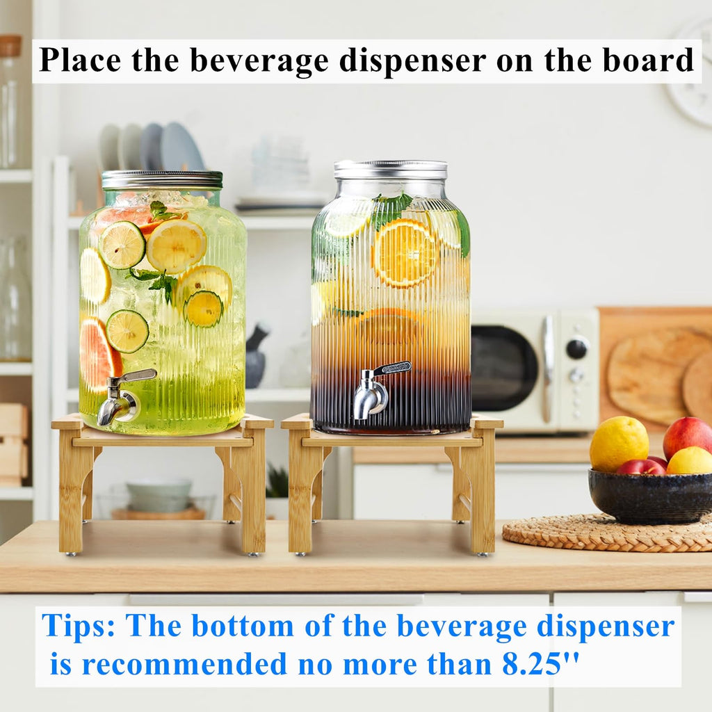 2 Pack Natural Bamboo Beverage Dispenser Stand S3763
