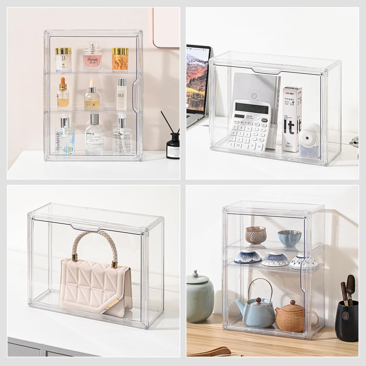3 Tier Clear Acrylic Display Case with Magnetic Door C950