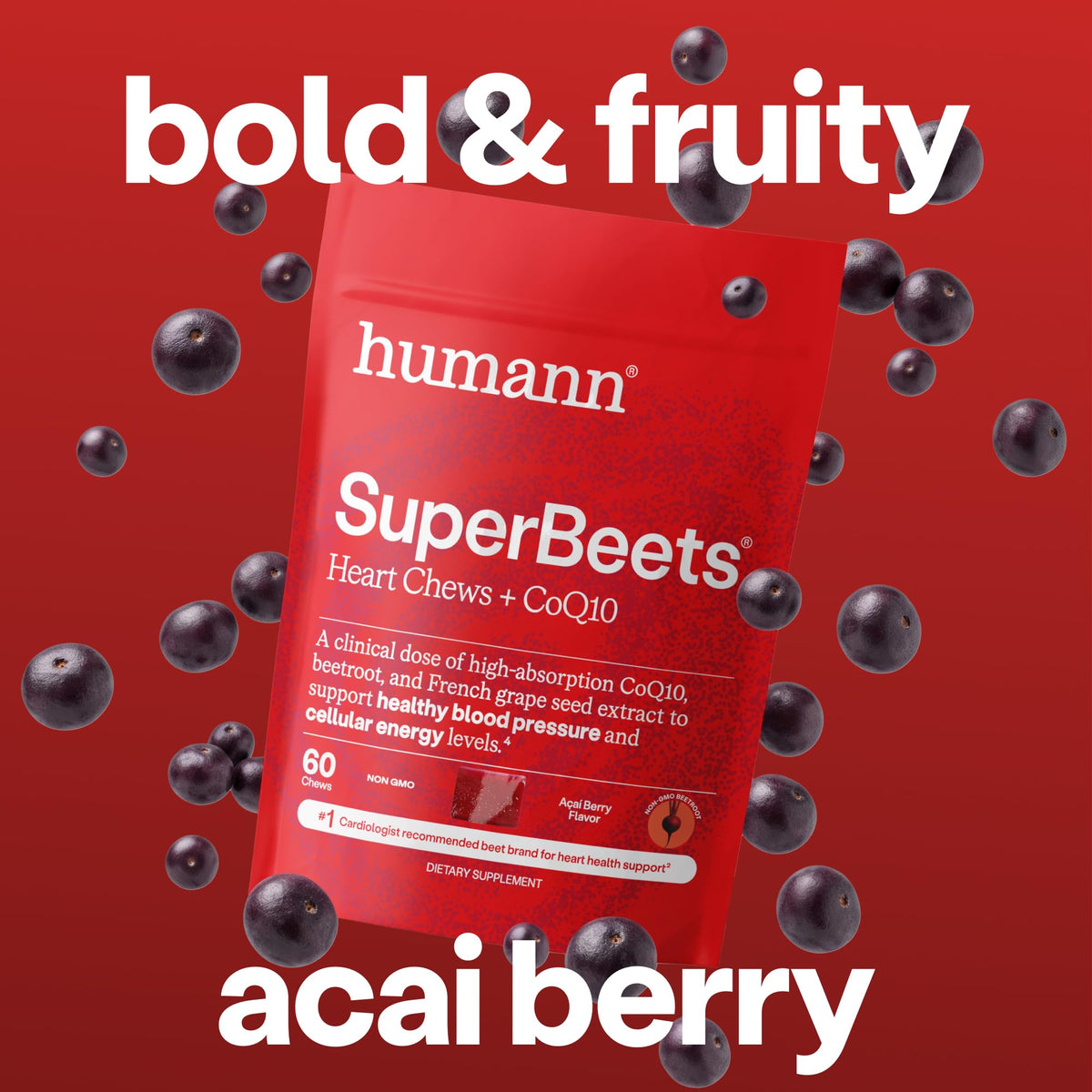 SuperBeets 5-in-1 Heart Chews 150mg CoQ10 60 Ct J35780