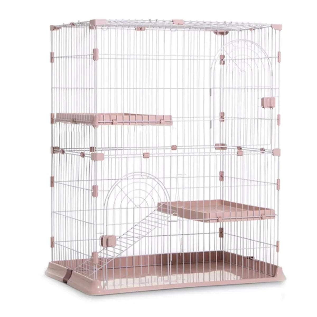 3/4-Tier Cat Cage Playpen with 3 Platforms, 3 Doors & 2 Ramps Y648