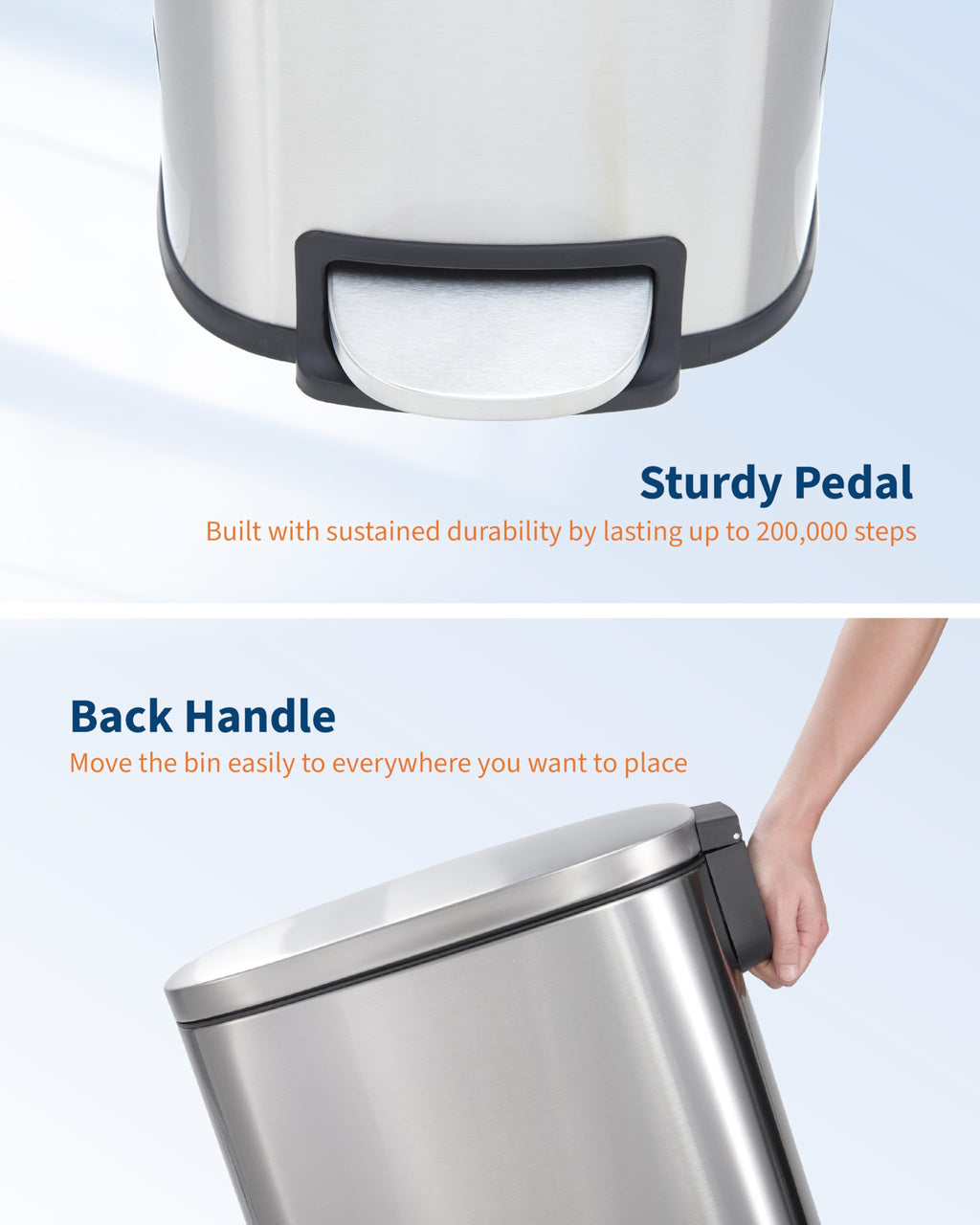 50L Stainless Steel Step Trash Can with Lid C367011