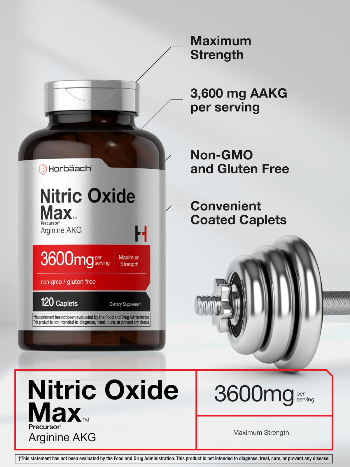 Nitric Oxide 3600mg 120 Caplets U15196