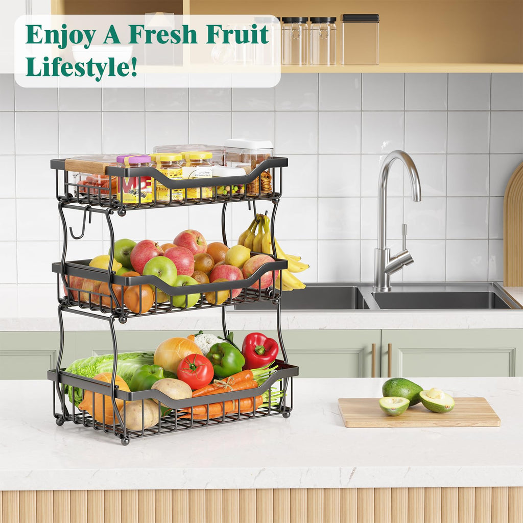 3 Tier Black Metal Wire Fruit Basket N300115