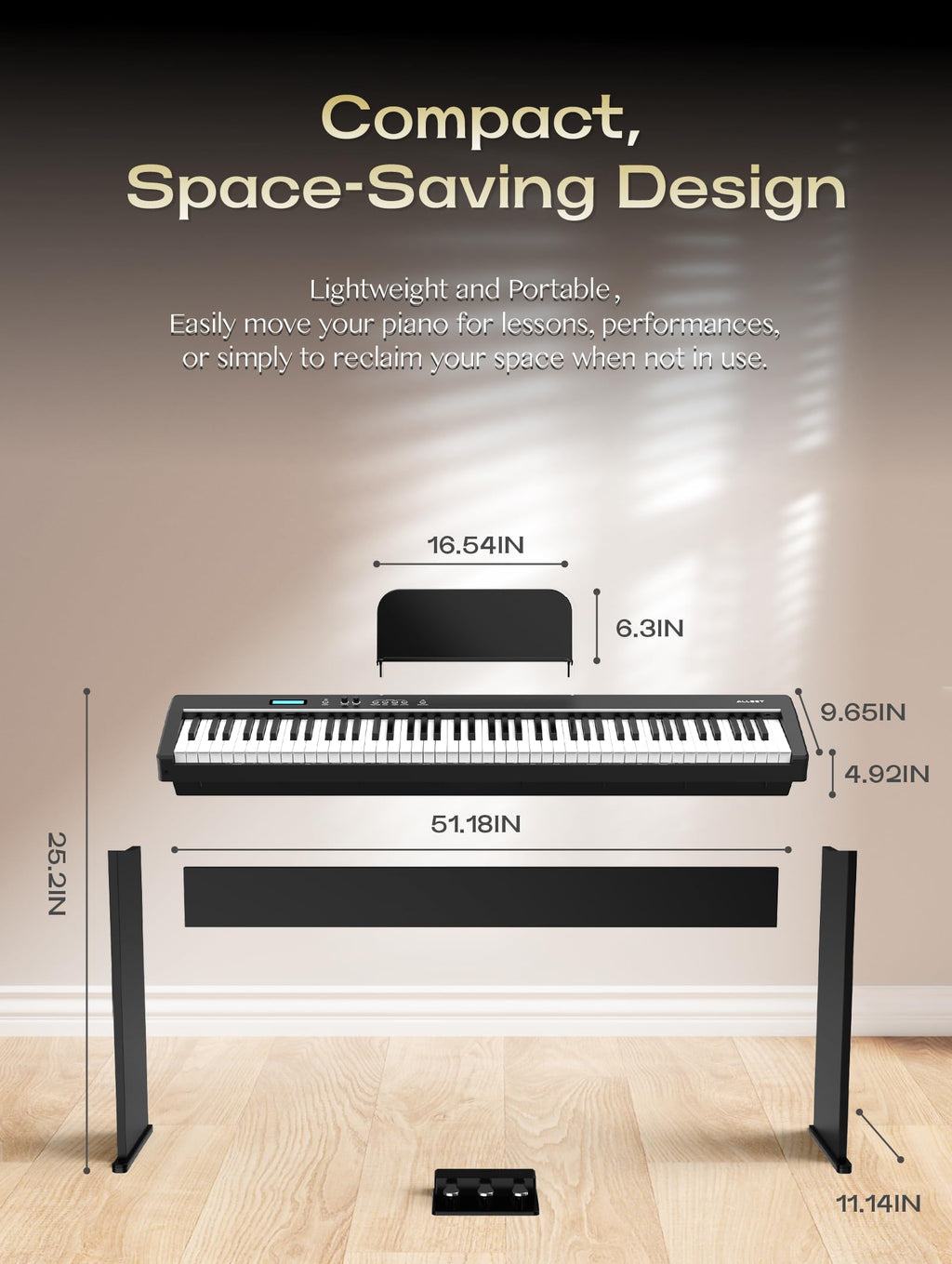 88-Key Weighted Action Digital Piano with Wooden Stand K884394