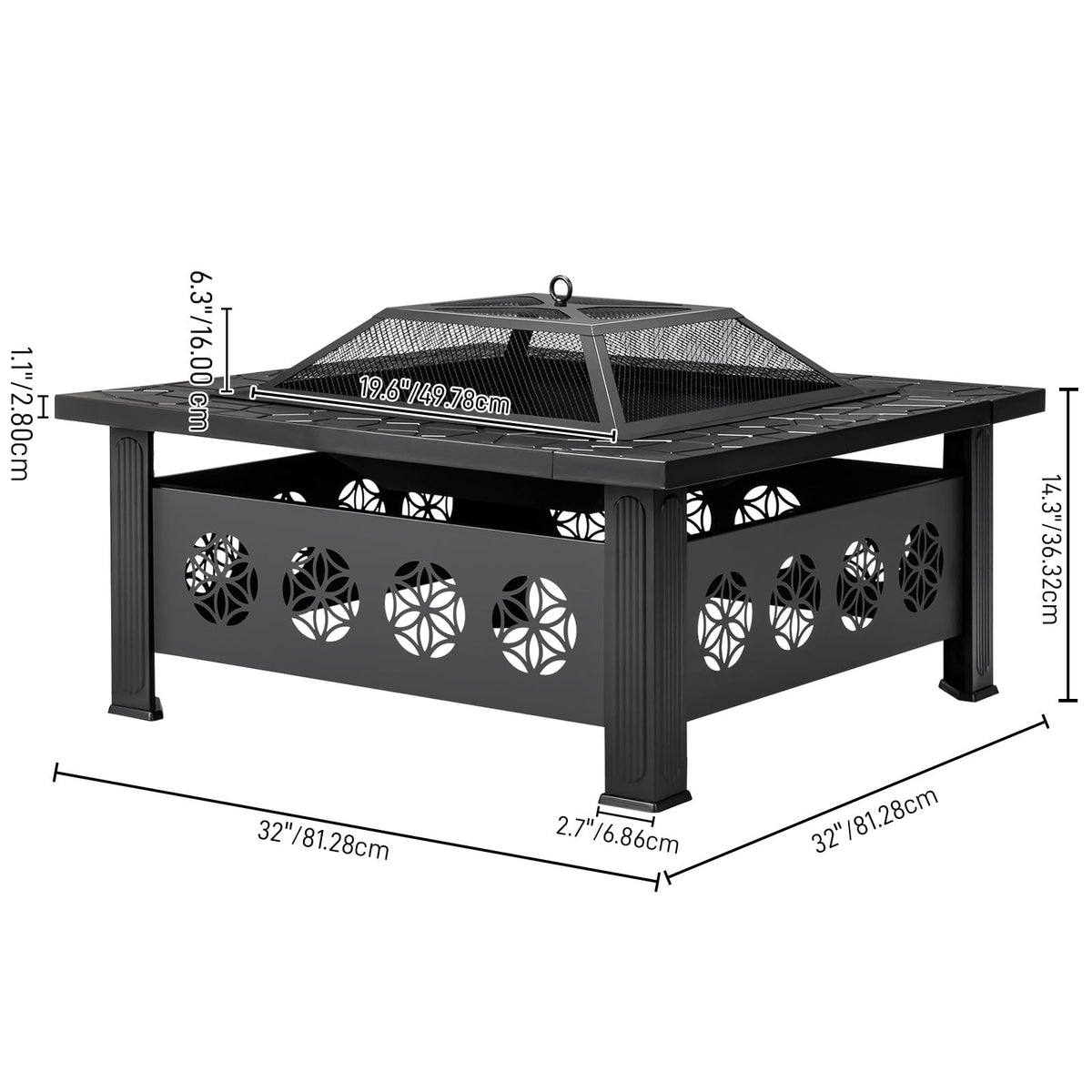 32 Inch Metal Outdoor Fire Pit K9065