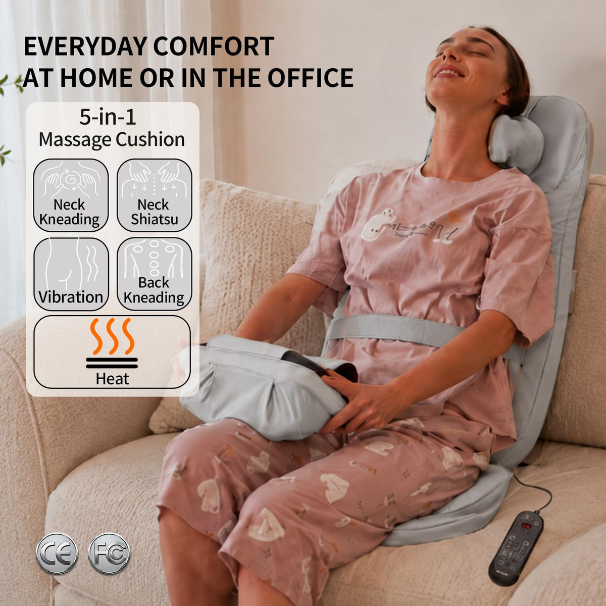 Massage Chair Pad with Heat, Navy Blue I49895
