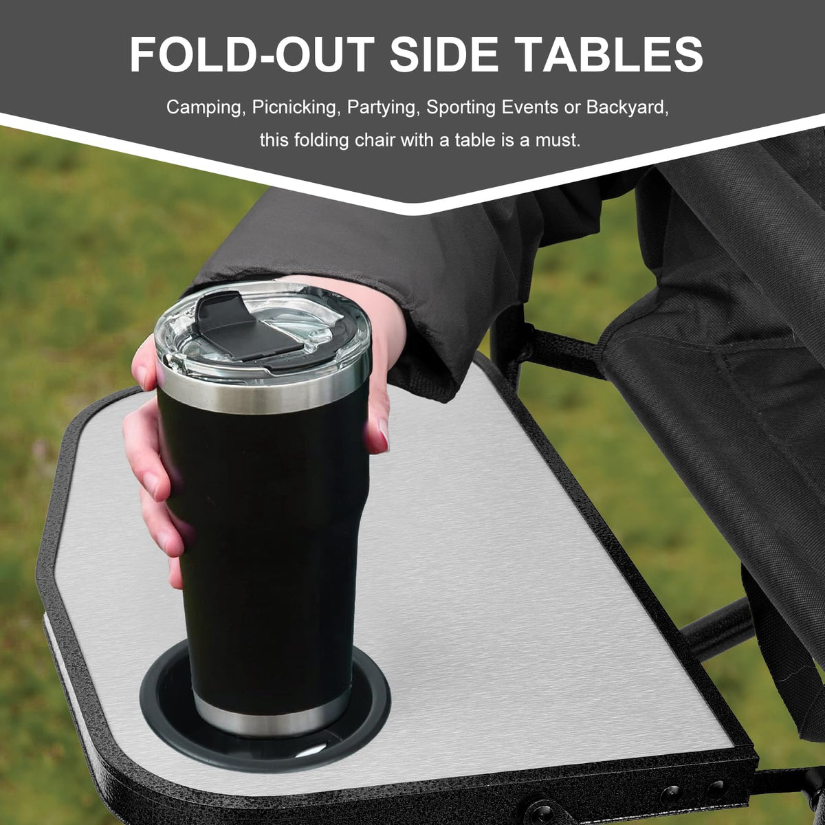 Camping Chairs, Folding Chairs for Outside, Directors Chairs Foldable Adults Heavy Duty, Support to 450LBS V6009