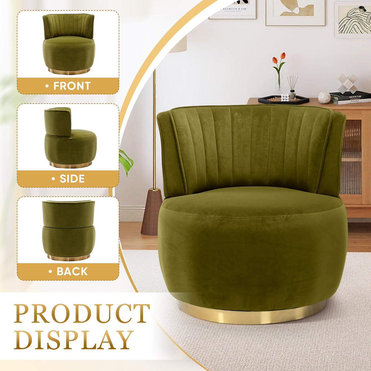 Velvet Swivel Barrel Chairs Set of 2 X91166