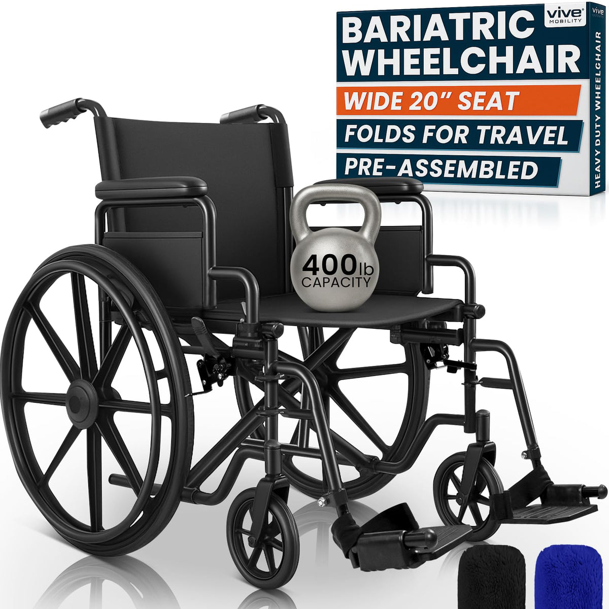 Bariatric Wheelchair 400 lb Heavy Duty 20” Seat I3802
