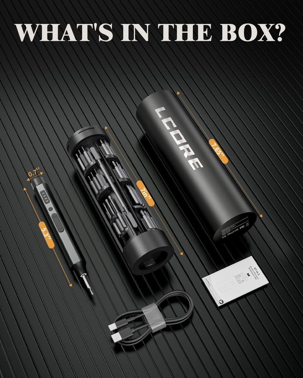 67 in 1 Cordless Electric Precision Screwdriver Set with 62 S2 Steel Bits N31208