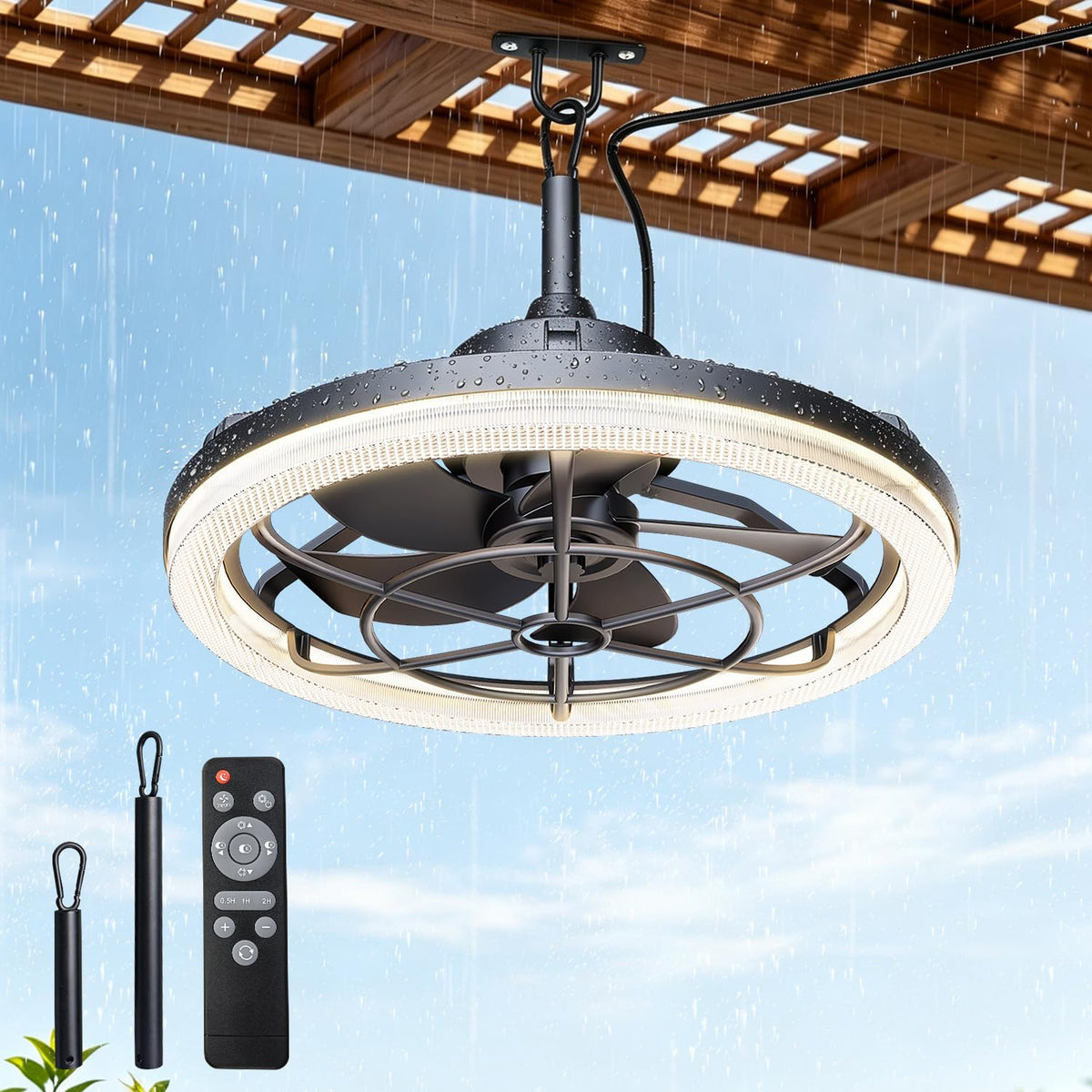 20" Outdoor Ceiling Fan with Light Y75356