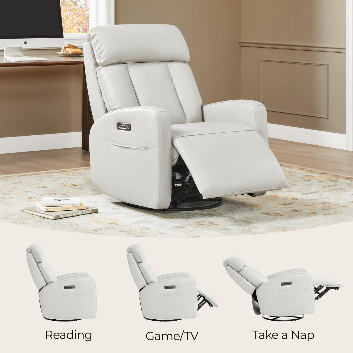 Genuine Leather Power Recliner Chair T68756
