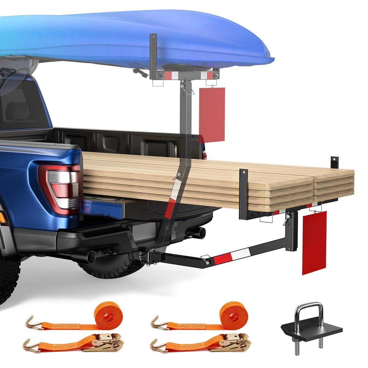 Truck Bed Extender Hitch Mount with Flag U13783