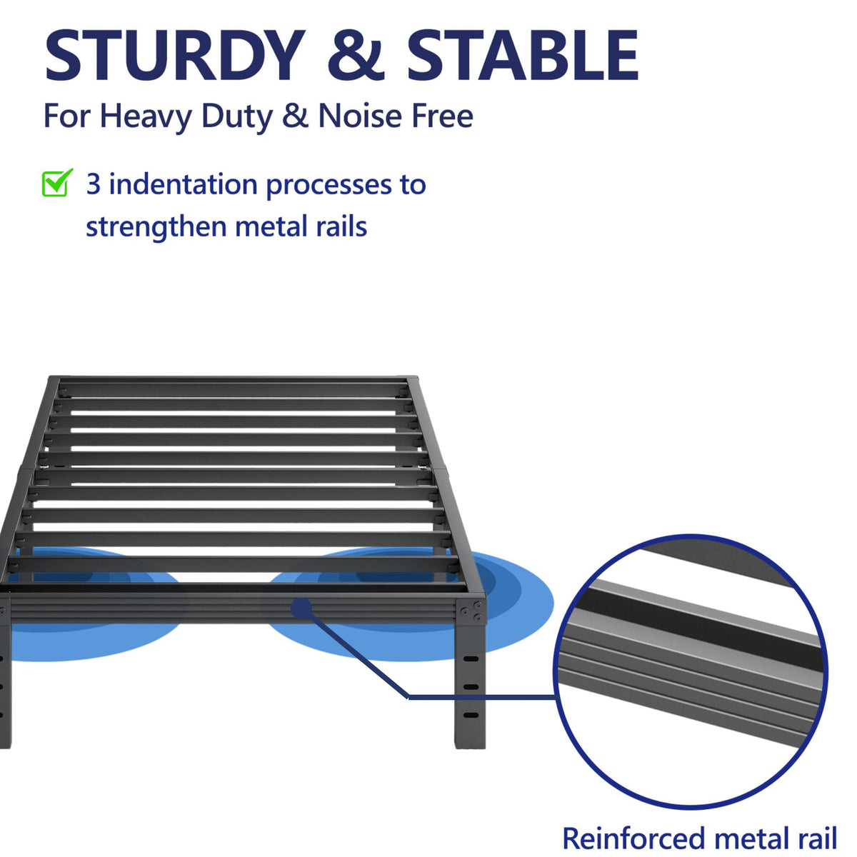 18 Inch High Metal Full Size Platform Bed Frame, Black X658399